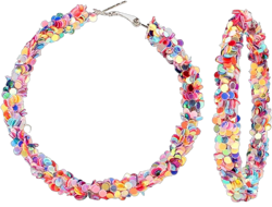 Shiny Colorful Sequin Large Hoop Earrings Wrapped Big Hoops Dangle Drop Huggie Earring Round Circle Statement Basketball Earrings Boho Christmas Birthday Jewelry Gifts for Women Brides