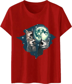 Wolf Shirts for Men Women Print Wolves Animal Unisex Short Sleeve Tee Womens Casual Work Tops XX-Large Red