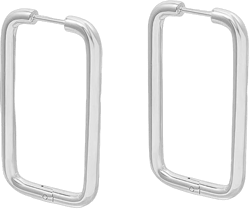 Silvery Big Rectangle Hoop Earrings for Women Stainless Steel for Sensitive Ears Large Geometric Huggie Hoops Dangle Drop Fashion Minimalist Jewelry 40mm