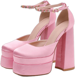 Womens Platform Chunky High Block Heels Ankle Strap Buckles Wedge Dress Pumps 5 34 Pink