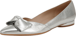Naturalizer Women's Havana Pointed Toe Slip-On Ballet Flat 9.5 Wide Silver Bow