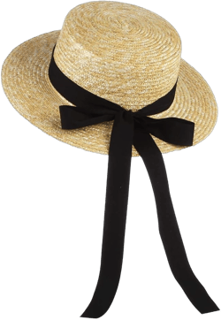 Womens' Summer Boater Handwoven Straw Hat Wide Brim Retro Flat Top Panama Boater Straw Beach Sun Hat Black Brim:9cm