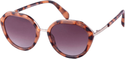 Women&#39;s Angular Round Tortoise Shell and Metal Sunglasses - A New Day&#8482; Brown