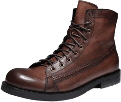 AngryMonkey Men's Leather High Top Boots,British Style Vintage Casual Round Toe Good Arch Ankle Boots Cowboy Boots Work Boots 6 Brown