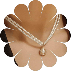 Vintage Layered Pearl Choker Necklace Double Strand Pearl Necklace Pearl Pendant Necklace Wedding Pearl Strand Necklace Chain Jewelry for Women
