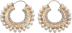Vintage Pearl Filigree Hoop Earrings for Women Imitation Cubic Zirconia Gold Dangle Statement Drop Huggie Big Hoops Hypoallergenic Bohemian Jewelry Dainty Party Wedding