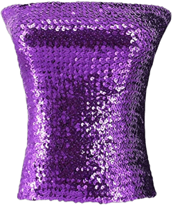 Women's Sparkling Sequins Tube Top Strapless Stretchy Tank Top Crop Top Sexy Bra Party Costume Clubwear One Size Bright Purple