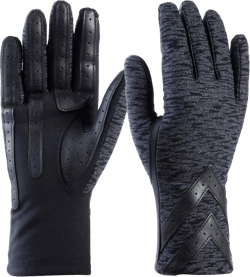 isotoner womens Spandex Touchscreen Cold Weather Gloves With Warm Fleece Lining and Chevron Details Small-Medium Black Textured - Smartdri