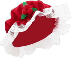 Women's Mrs. Claus Hat Santa Claus Mop Cap Christmas Costume Accessories Lace White Trim Hat Elastic Band for Adult Xmas New Year