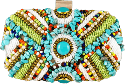 Vintage Colorful Stones Women Beaded Clutch Bag Evening Wedding Handbags Purses Gold