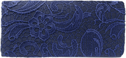 Women's Elegant Floral Lace Evening Party Clutch Bags Bridal Wedding Purse Handbag Navy Blue