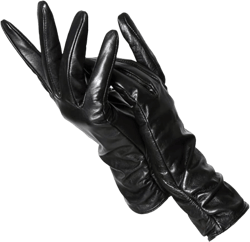 Classic Pleated Leather Gloves Women Leather Gloves Sheepskin Genuine Leather Winter Gloves 7 Black