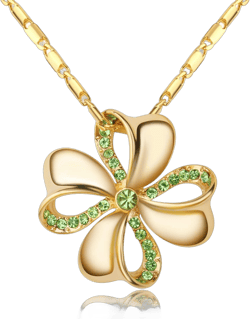 Kruckel Four Leaf Clover Necklace for Women – Lucky Gold Pendant with Green Austrian Crystal, Elegant Aesthetic Accessory