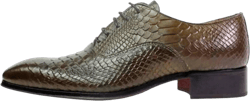 Italian Handmade Men&#39;s Leather Shoe / George Olive Crocodile Printed Calfskin Oxford / Men’s Leather Oxford Shoe - Made in Italy