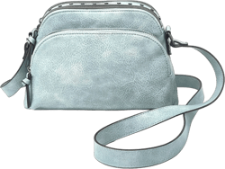T-Shirt & Jeans Women's Maya Vegan Leather Crossbody Top Zip Handbag, Light Blue