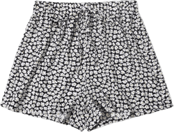 Floerns Women's Floral Print Tie Bow High Waisted Elastic Beach Shorts Large Black and White