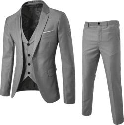 Mens Suit Slim Fit 3 Pieces Casual Tuxedo Formal Suits Bridegroom Wedding Business Party Blazer Vest Pants Set 5X-Large Light Grey