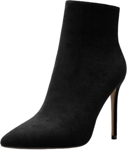 Zamikoo Women's High Heel Ankle Booties, Pointed Toe Stiletto Heel Ankle Boots, Dressy Fashion Heeled Short Booties Zipper with Fur 4 Inch 7.5 Suede Black