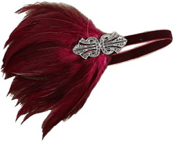 Vintage 1920s Flapper Accessories Set for Women, Roaring 20s Great Gatsby Feather Headband for Weeding Bride Party Red