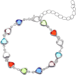 Dreuyet Multicolor Crystal Bracelets for Women Colorful CZ Rainbow Bracelet Charm 18k Gold Plated Dainty Baguette Heart Square Multi Stone Bracelet Party Prom Jewelry