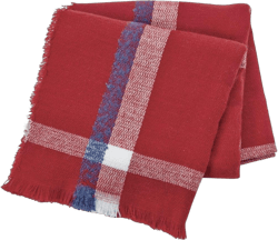 Mud Pie Womens Plaid Blanket Acrylic Womens Winter Scarf with Fringe Edge Red