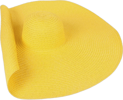 Oversized Beach Straw Hat,Foldable Roll up Floppy Big Beach hat Wide Brim Straw Hat Oversized Eaves Sun Hat for Women One Size Yellow