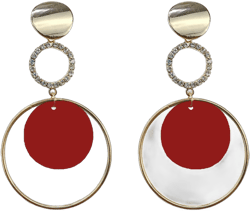 Geometric Triangle Earring Metal Simple Drop Dangle Earring Plating Gold Black Bohemian Dangling Costume Earring For Women Bar Party Fashion Jewelry Red Double round