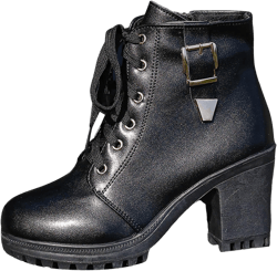 Western Cowgirl Boots Lace up Chunky Heel Combat Boots Pull on Block Heel Ankle Boots for Women Black 9