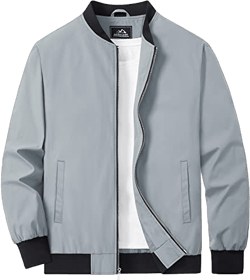 MAGCOMSEN Bomber Jacket Mens Varsity Jackets Mens Winbreakers Spring Jackets Casual Stylish Jacket Light Grey XL