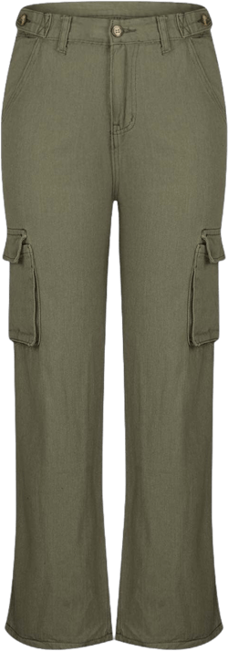 DeHolifer Cargo Pants Women Baggy Casual High Waisted Straight Leg Pants Baggy Comfy Trousers Army Green Medium