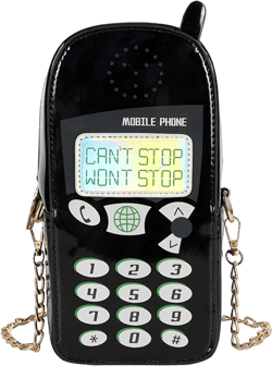 KUANG! Women Cute Digital Mobile Phone Shaped Shoulder Bag Funny Crossbody Bag Pu Messenger Chain Purse for Girls Black