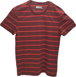 Calvin Klein Men Crew Neck Striped Monogram Logo Cotton T-Shirt, Orange, M