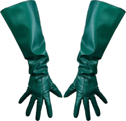 Unisex gloves TECH Long Gloves Faux Leather 50cm Wide Puff Balloon Sleeves Emerald Green