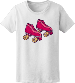 Smartprints Cartoon Retro Quad Roller Skates T-Shirt Women -Image by Shutterstock, Female Medium