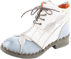 Women Shoes Patchwork Washed Leather Shoes Lace-up Women's Ankle Boots 6 White