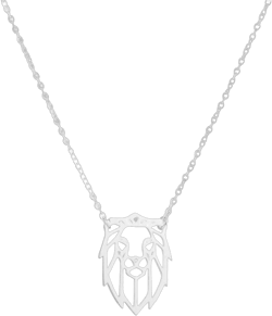 Geometric Origami Lion Pendant Necklace Hollow Animal Hypoallergenic Jewelry for Women Men Silver
