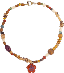 MINACHI Retro Style Wood Ceramic Stone Beads Necklace Choker, Unique Gift Jewelry for Women