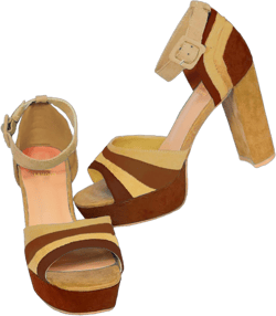 LEHOOR Women Rainbow High Chunky Heel Sandals Platform Round Peep Toe Ankle Strap Pumps Suede 4 Inch Block Heel Multicolor Buckle Summer Heels Cute Sexy Dress Party Sandals 4-11 M US 5 Brown