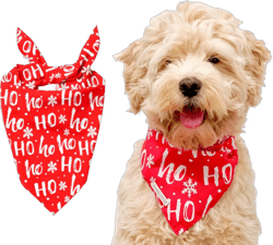 BARKLOOM Dog Bandana, Red Christmas Print That Gives Elegant Looks to Your Pup, Designed for Holidays, Halloweens, Theme Party, Made with Premium Fabric, 1-Pack (Holidays, Large)