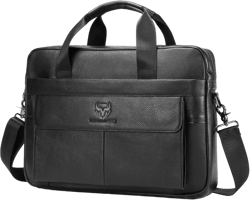 Messenger for Men Women Pack Business Bag Briefcases Genuine Leather Sling Shoulder Bag Outdoor Casual Black