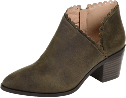 Journee Womens Tessa Inside Zip Stacked Heel Booties 9 Olive