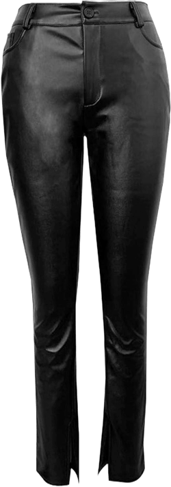SEAOPEN Faux Leather Leggings for Women High Waisted Pleather Pants PU Skinny Pants Ladies Stretchy Tights with Pockets Small Black