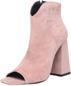 CoceMoce Elegant Peep Toe Ankle Boots for Women Chunky High Heel Booties Suede Dressy Shoes with Zipper Party Prom Evening Dating Business 4 Pink