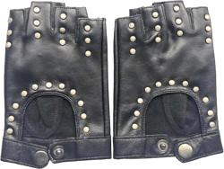 may&maya Women's Genuine Nappa Leather Fingerless Motorcycle Fashion Driving Gloves Medium Black 4