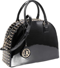 Dasein Women Patent Leather Purses Handbags Dome Satchel Purse Work Tote Structured Shoulder Bag with Long Strap Black