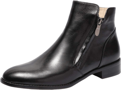 Mona flying Womens Leather Booties Ankle Boots Side Zippers Low Heel Dress Short Boots for Ladies 10 Black