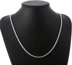 925 Sterling Silver Necklace 2mm/3mm/4mm/5mm 16-30inch Women/Mens Twisted Rope Chain collares para Mujer