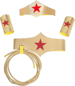 Woman of Wonder Star Costume Accessories, Woman of Hero Cosplay Set: Gold Tiara, Belt with Lasso, wrist band