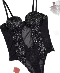 Hot Sequin Contrast Mesh Teddy - Women's Semi-Sheer Backless Bodysuit