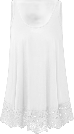 Plus Size Swing Lace Flowy Tank Top for Women 3X A01 White